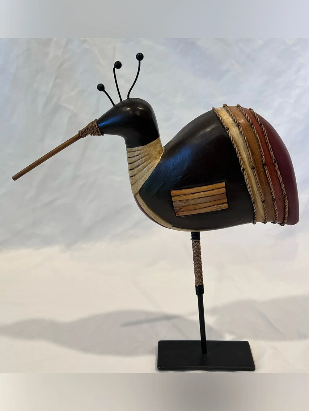 Vintage Pier 1 Imports Wooden Partridge Quail Bird Figurine Indonesia